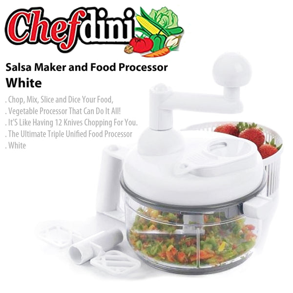 Salsa Master Salsa Maker, Food Chopper, Mixer and Blender - As Seen On TV  Manual Food Processor,white