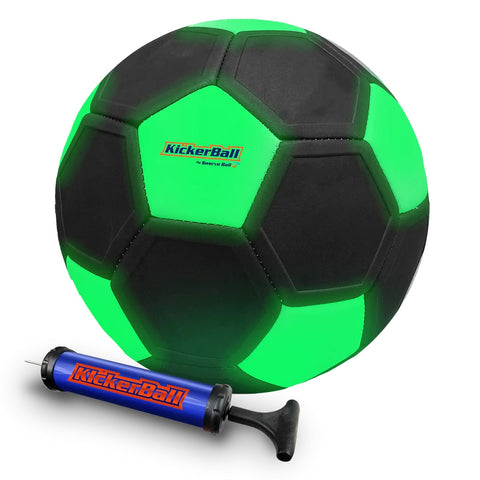 KickerBall by Swerve Sports – Glow-in-the-Dark Curve & Trick Soccer Ball with Air Pump – Fun Training Ball for Kids & Adults, Bend & Swerve Outdoor Soccer Gift