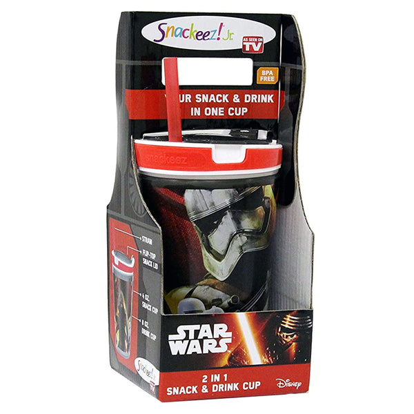 4 Snackeez Cups with Drink & Snack Sections: Star Wars & Colorful