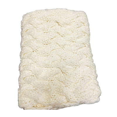 The Twist Infinity Twist Cable Knit Scarf (Ivory)