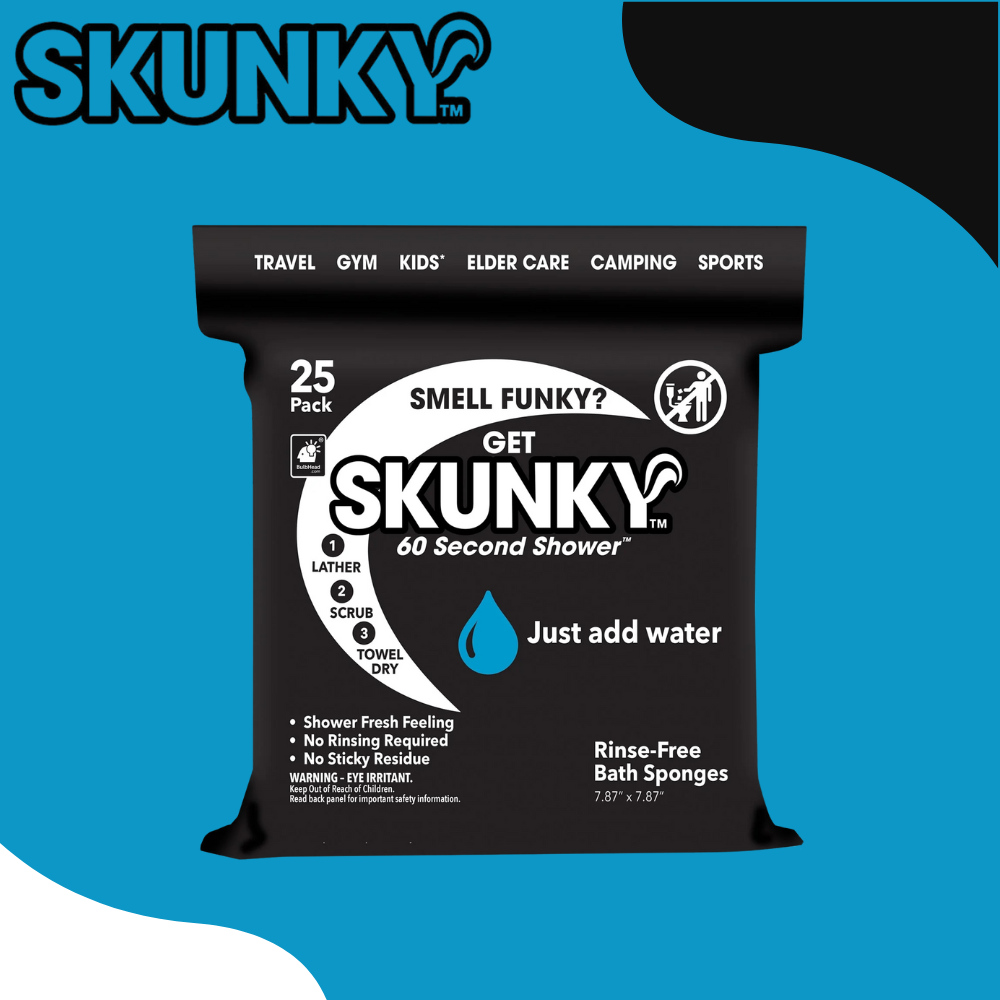 Skunky No-Rinse Bathing Wipes – Fast & Easy Shower-Free Cleaning, 50 Count