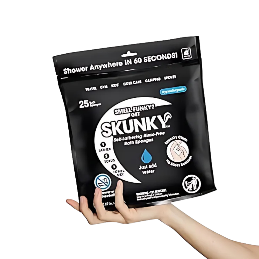 Skunky No-Rinse Bathing Wipes – Fast & Easy Shower-Free Cleaning, 50 Count