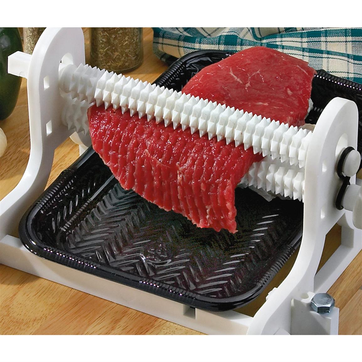 Meat Tenderizer 2 Spike Rollers Steak Machine Hand Crank Flatten Marinate  Tool