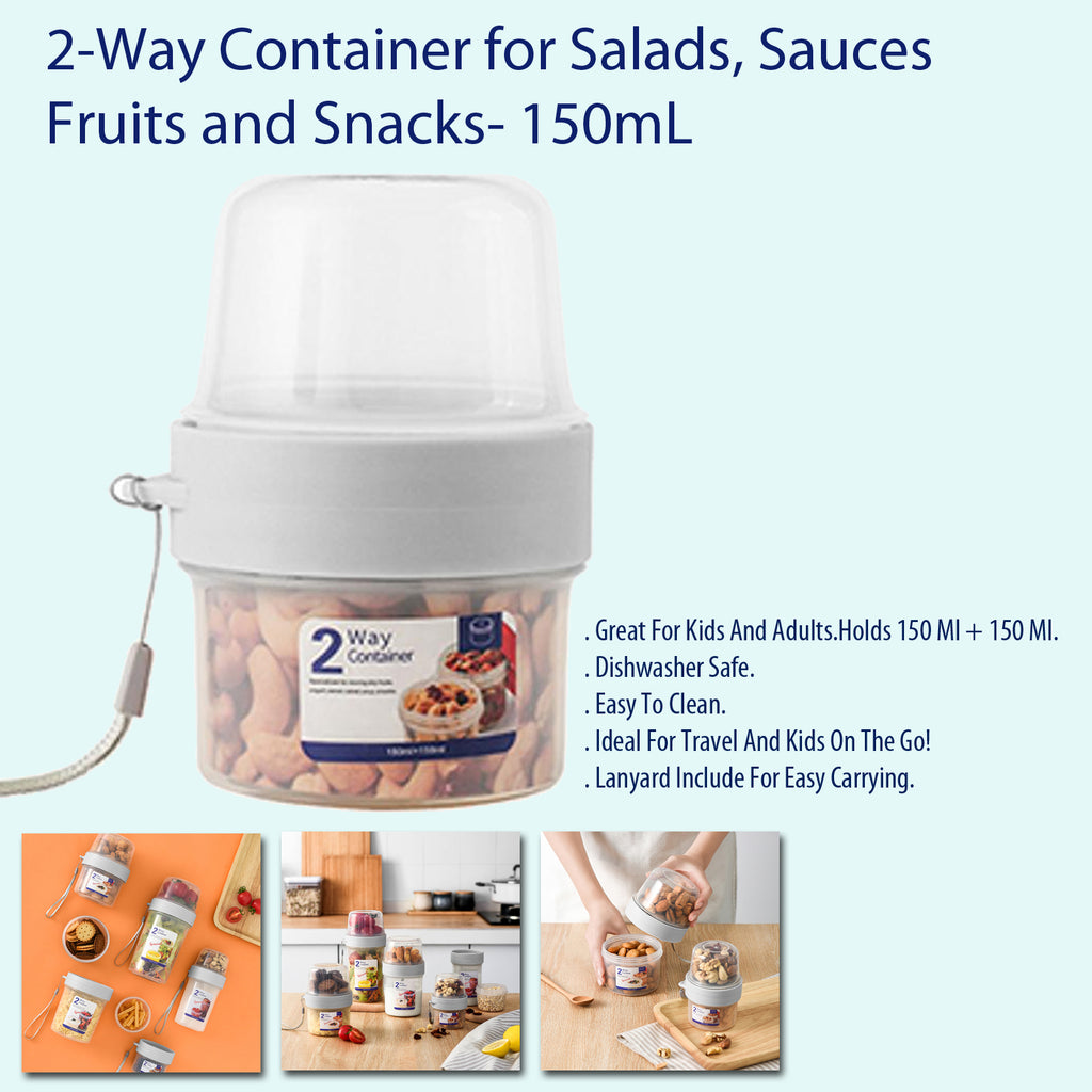 2-Way Container for Salads, Sauces, Fruits and Snacks- 150mL