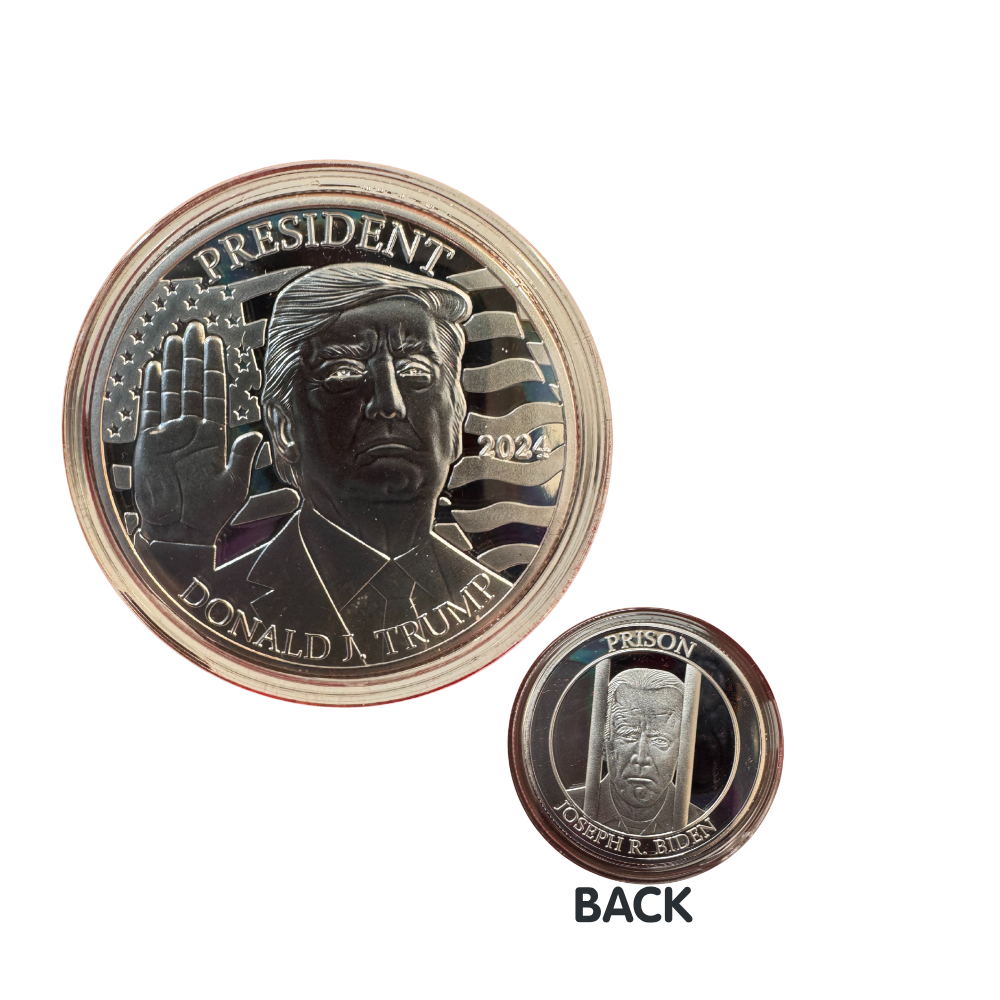 Donald Trump 2024 Commemorative Coin Silver Layered Collectible Case Certificate
