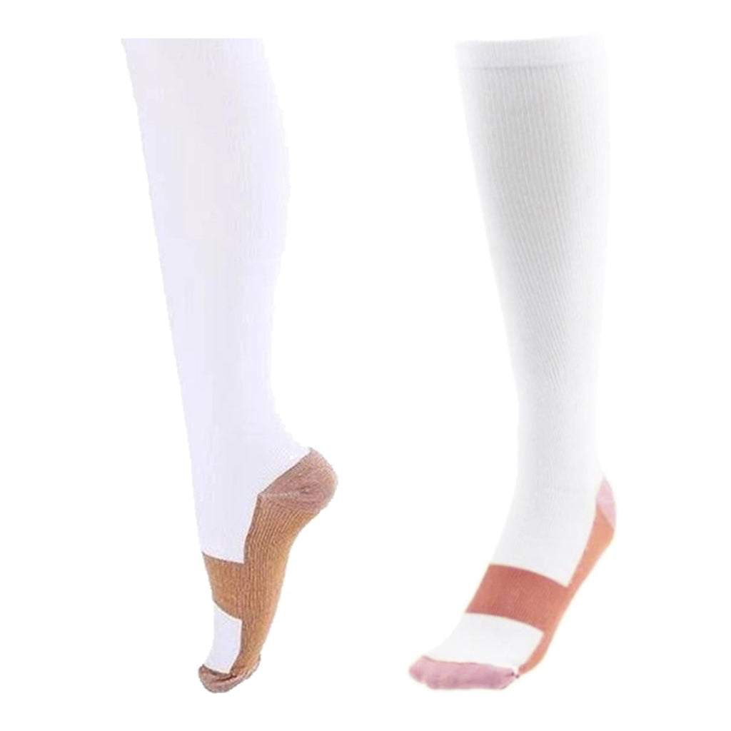 Miracle Copper Compression Socks - Large/Extra Large in White