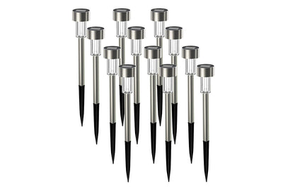 Solar Pathway Lights 12 Pack Stainless Steel Solar Garden Lights