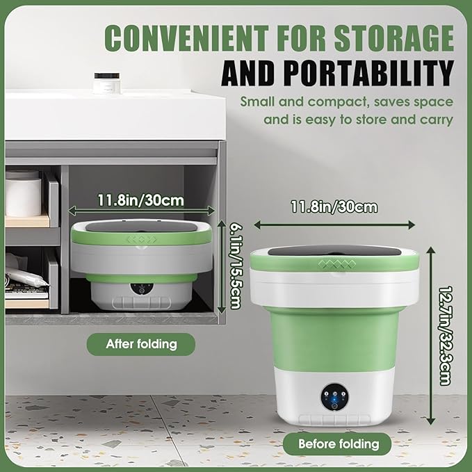 16L Portable Mini Washing Machine, 3 Modes + Spin Basket, Foldable