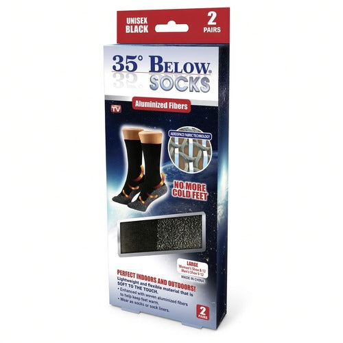 35 Below Aluminized Fiber Socks 2-Pack Black S/M