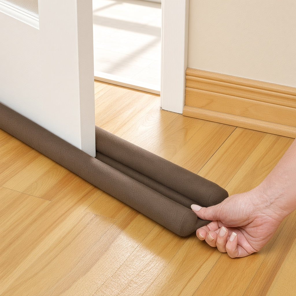 Door and Window Draft Stopper, Dual Sided, Brown, Set of 2