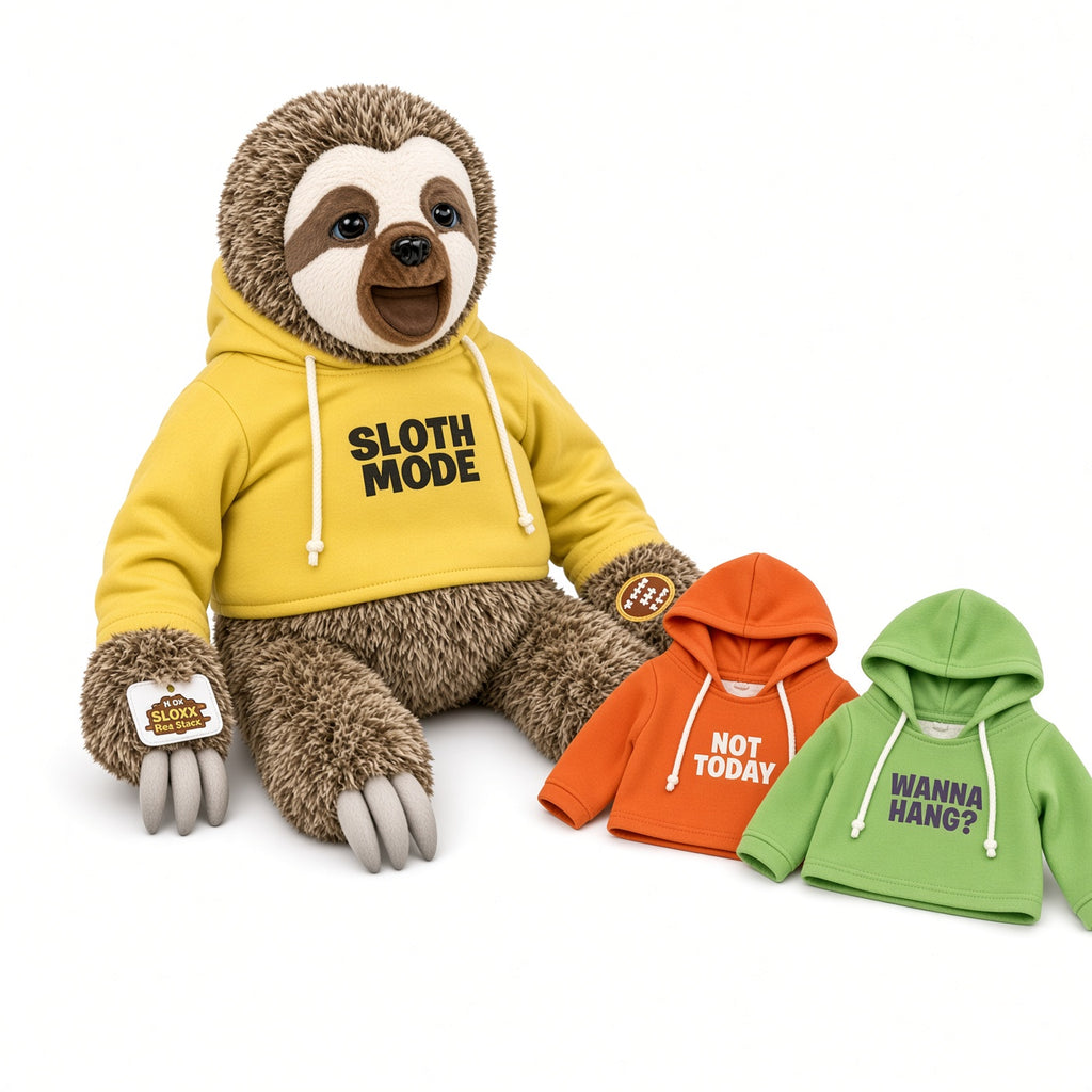 Snax Sloth Plush Set ( Not Today, Sloth Mode and Wanna Hang Hoodies)