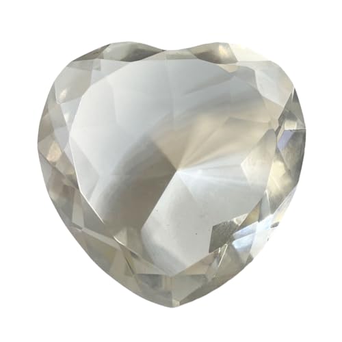 Glass Diamond Heart Jewel Paperweight- Clear (80mm)