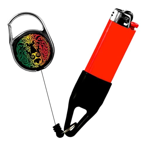 Lighter Leash Retractable Lighter Holder -  Rasta Series - Standard Size