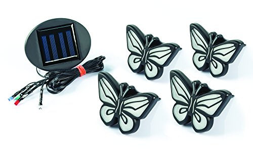 Ideaworks Solar Powered LED Butterfly Lights - Decorative Gardening 4 Piece Set