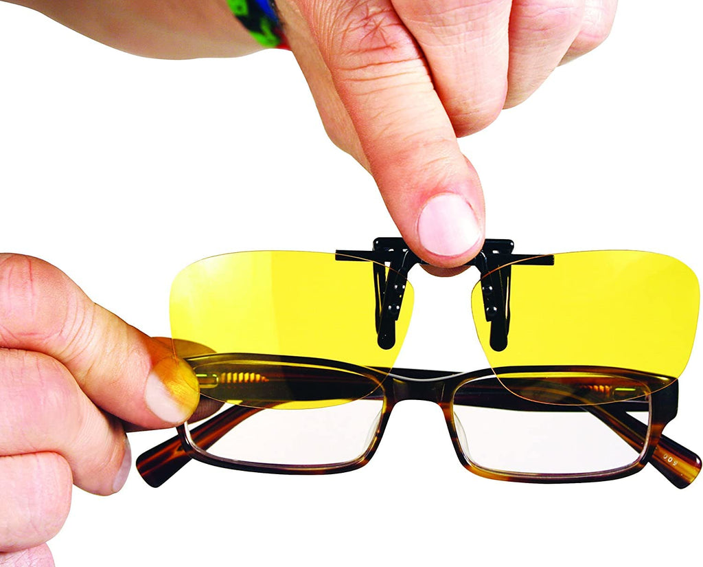 Night View Night Vision Clip On Glasses, Yellow, One Size