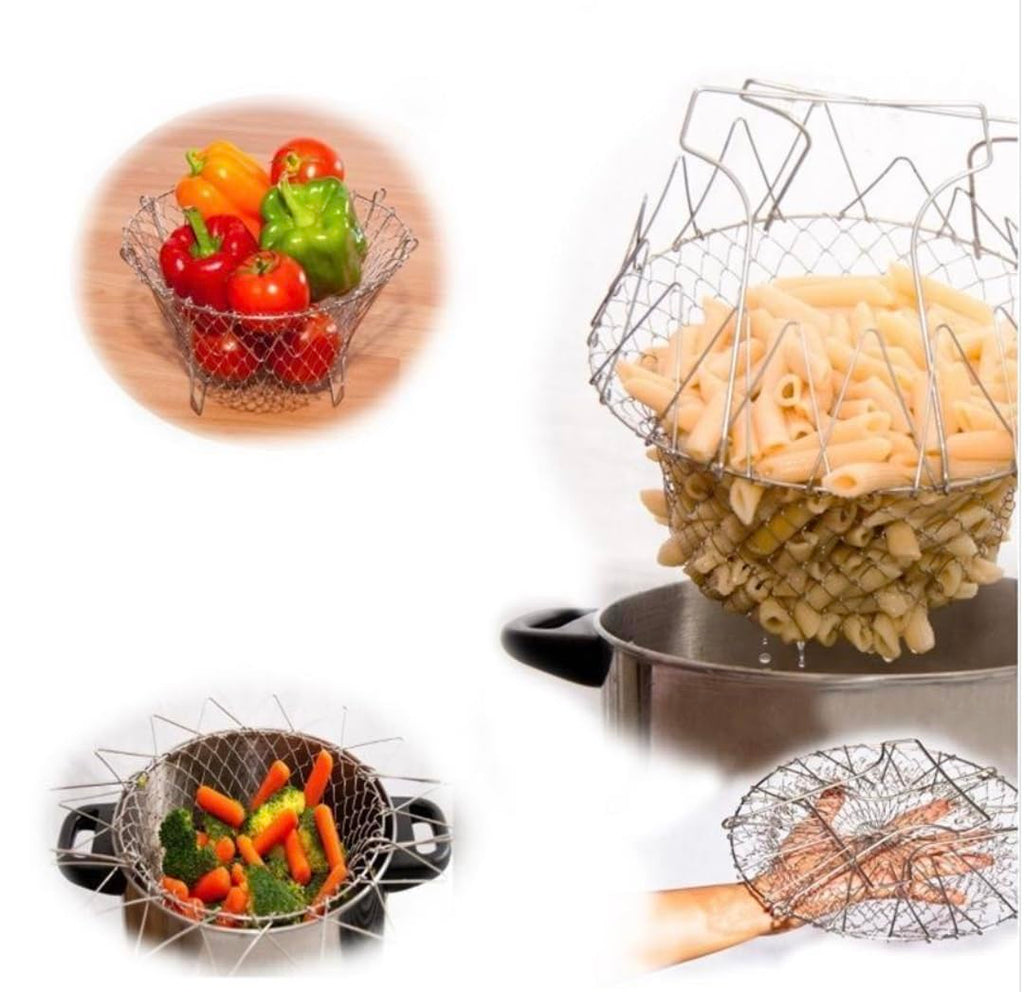 Chef Basket 12-in-1 Stainless Steel Strainer, Fryer, Steamer & Colander
