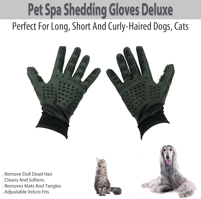 Pet Spa Deluxe Shedding Gloves - Effortless Pet Care & Hair Removal
