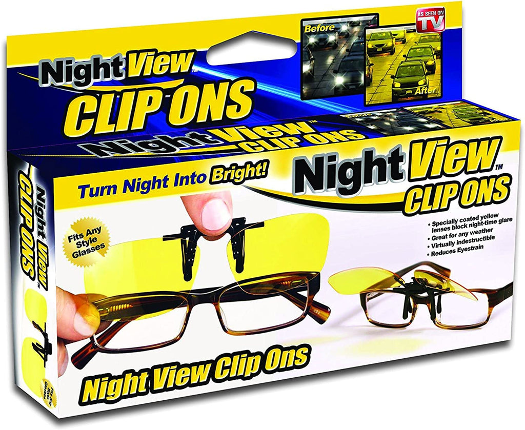 Night View Night Vision Clip On Glasses, Yellow, One Size