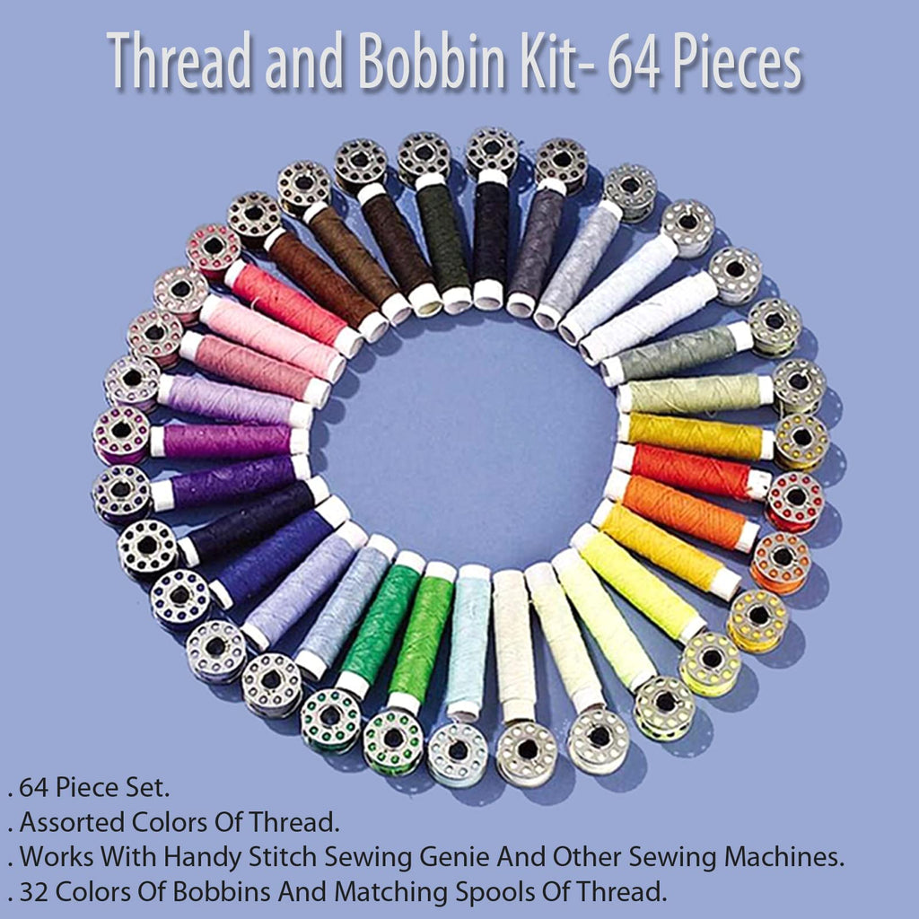 Sewing Essentials: 64-Piece Thread and Bobbin Kit for Creative Projects
