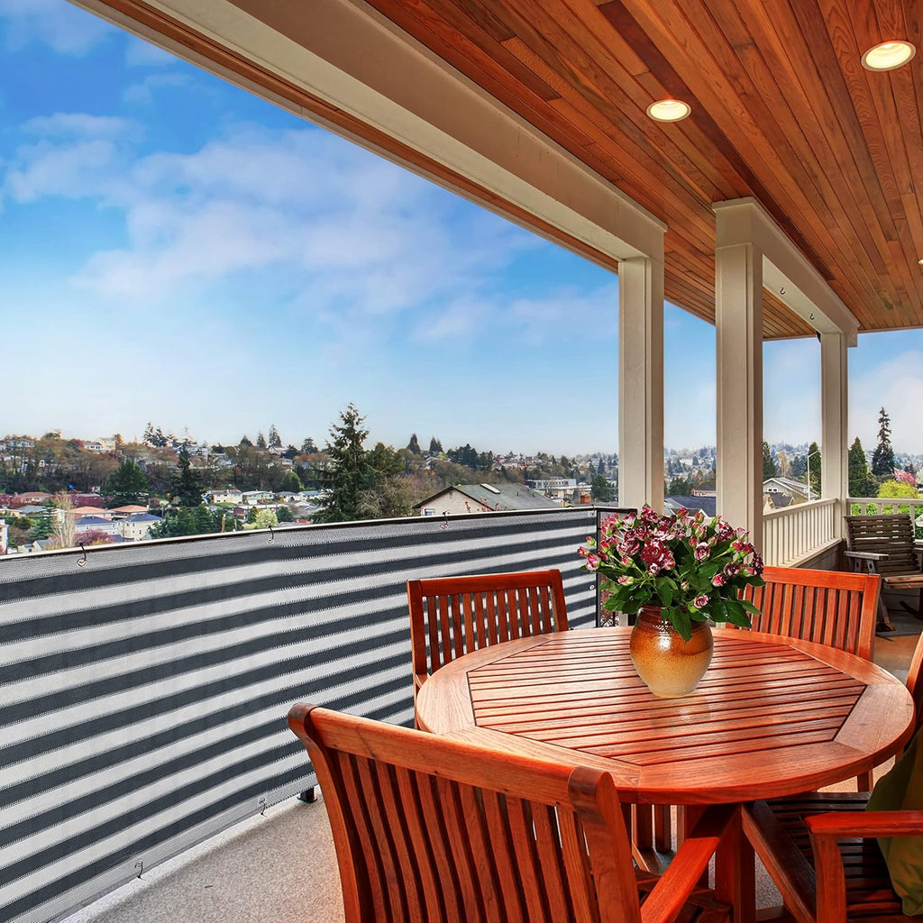 Ideaworks Deck & Fence Privacy Screen- Black and White Stripes