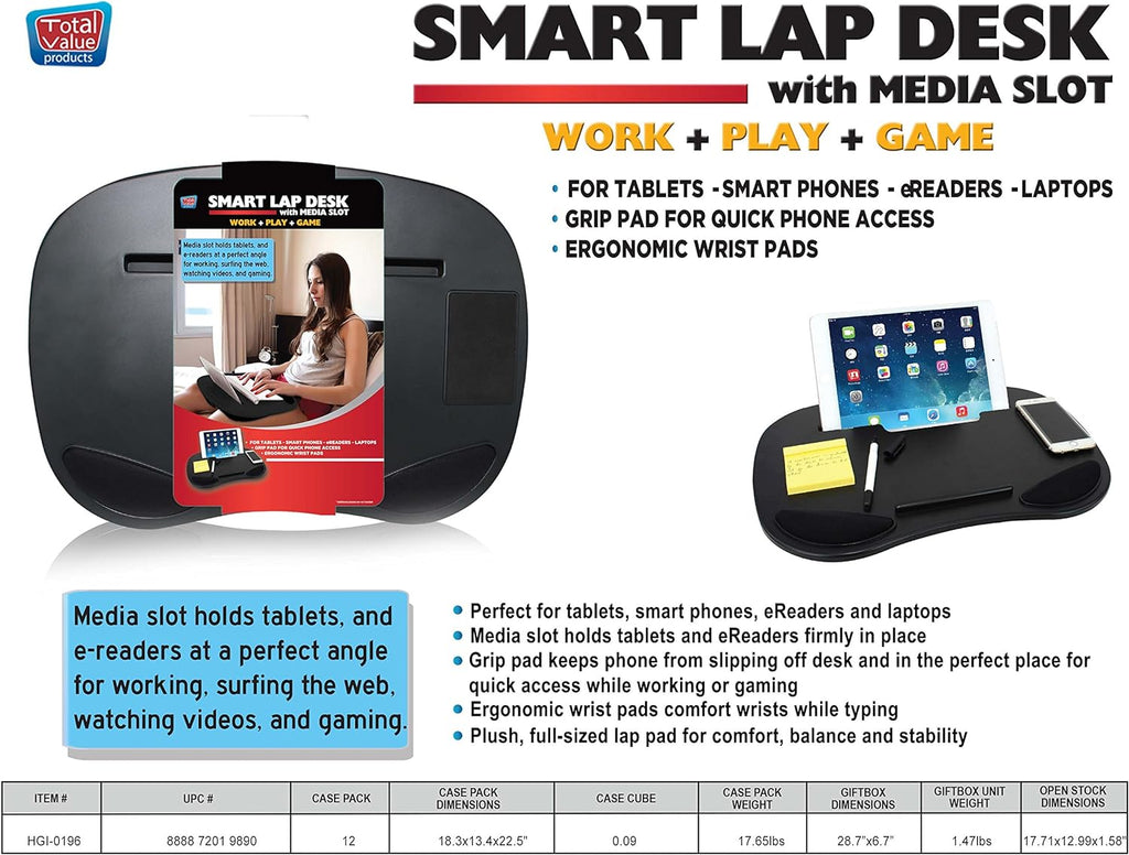 Smart Lap Desk with Media Slot (Black)