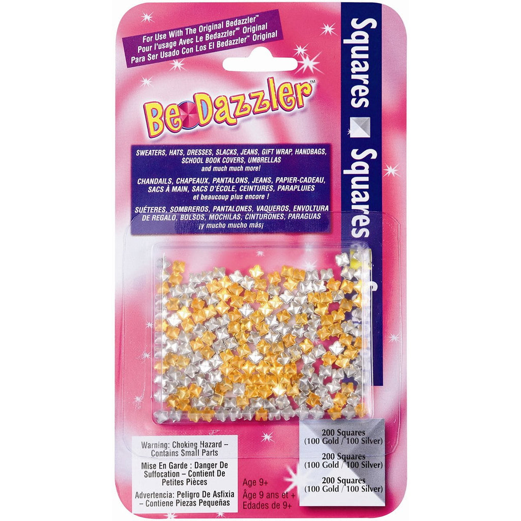 Be-Dazzler Refill Pack – 200 Gold & Silver Square Studs