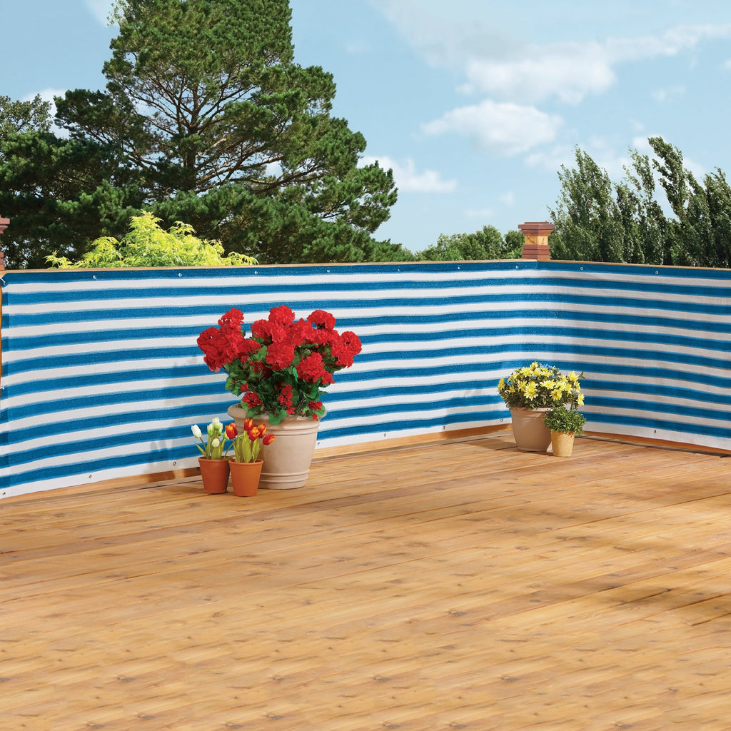 Ideaworks Deck & Fence Privacy Screen- Blue and White Stripes