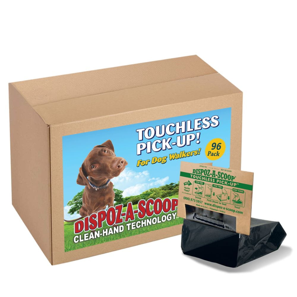 HealthPro Dispoz-A-Scoop – No Touch, No Mess, No Odor, Sanitary Dog Poop Scoopers –  96 Pack