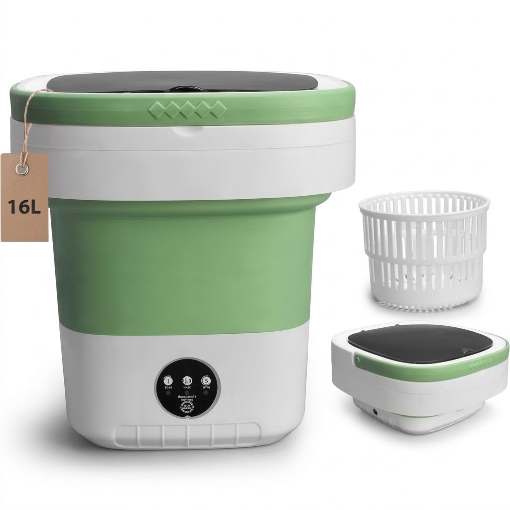 16L Portable Mini Washing Machine, 3 Modes + Spin Basket, Foldable