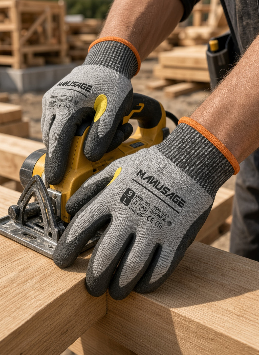 Manusage A5 Cut Resistant Gloves 3 Pair HPPE Nitrile Grip - Unisex