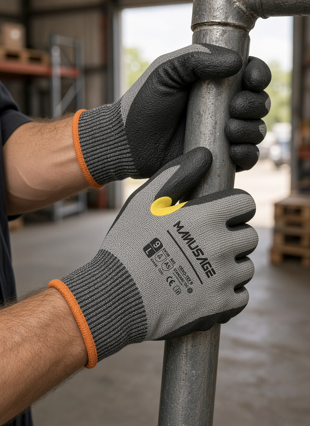 Manusage A5 Cut Resistant Gloves 3 Pair HPPE Nitrile Grip - Unisex