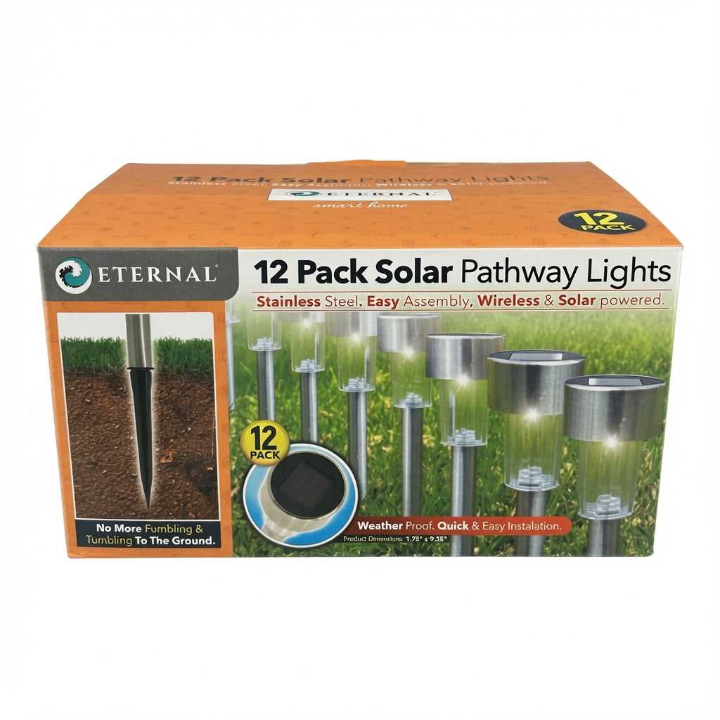 Solar Pathway Lights 12 Pack Stainless Steel Solar Garden Lights