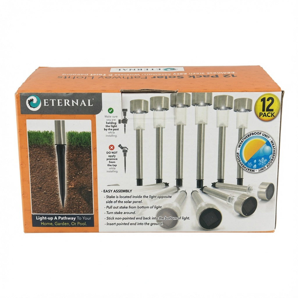 Solar Pathway Lights 12 Pack Stainless Steel Solar Garden Lights