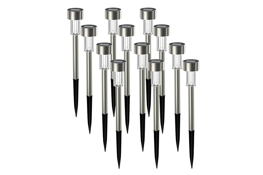 Solar Pathway Lights 12 Pack Stainless Steel Solar Garden Lights