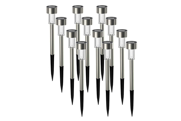 Solar Pathway Lights 12 Pack Stainless Steel Solar Garden Lights