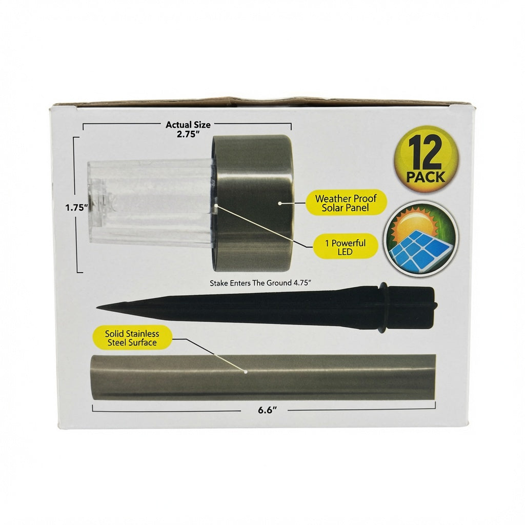 Solar Pathway Lights 12 Pack Stainless Steel Solar Garden Lights