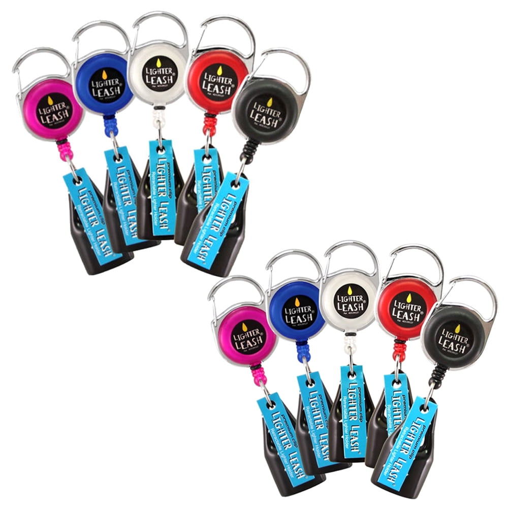 Premium Lighter Leash Retractable Lighter Holder - Assorted Colors - 10 Pack