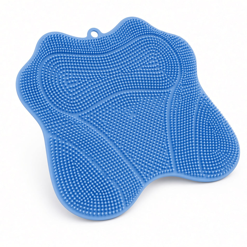 Dual-Purpose Silicone Shower Foot & Back Scrubber Mat, Blue