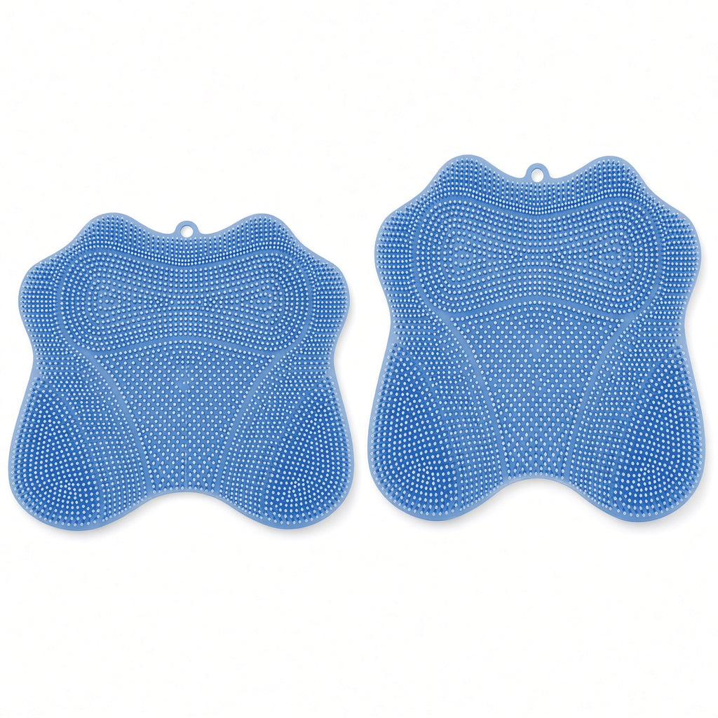 Dual-Purpose Silicone Shower Foot & Back Scrubber Mat, Blue