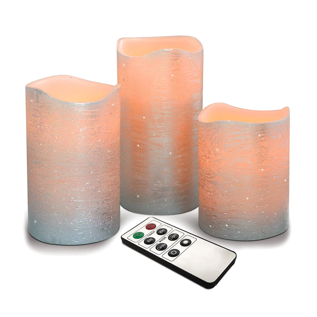 LED Flameless Candle Set in Silver