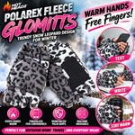 Hot Headz Polarex Fleece Glomitts - Trendy Snow Leopard Design for Winter