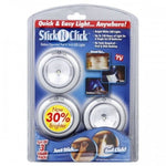 Round Stick 'N' Click - Peel and Stick LED Lights - Set of 3 - Silver -MO