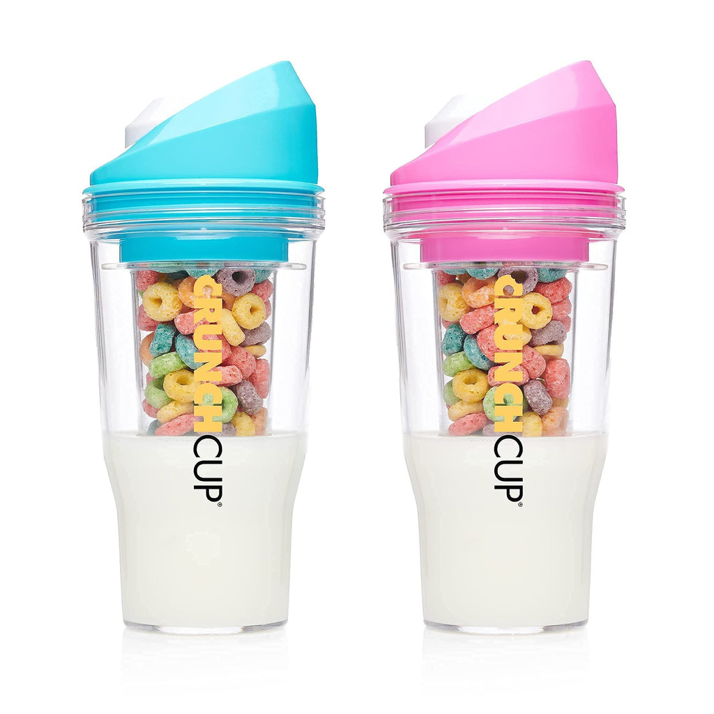 The CrunchCup XL - A Portable Cereal Cup  -  Pink & Blue