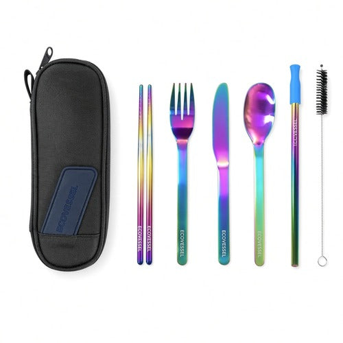 EcoVessel WanderWare 6-Pc Rainbow Steel Utensil Set