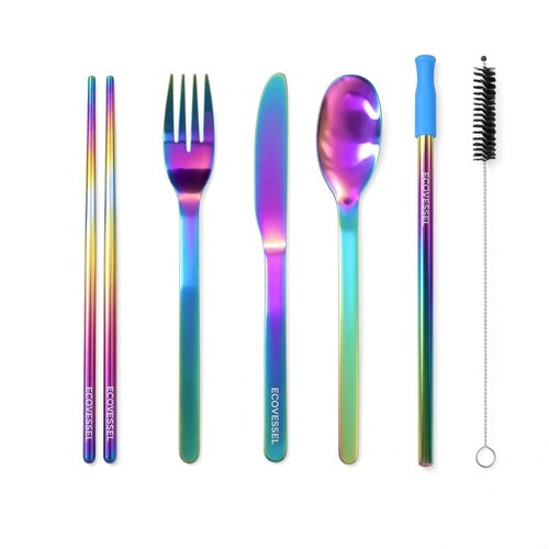 EcoVessel WanderWare 6-Pc Rainbow Steel Utensil Set