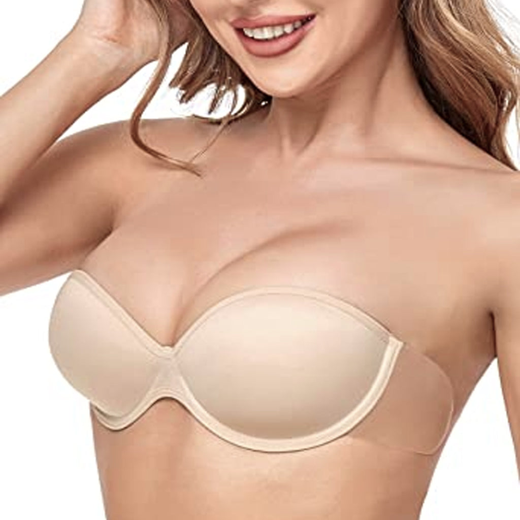 Backless, Strapless Invisible Bra With Adhesive Wings