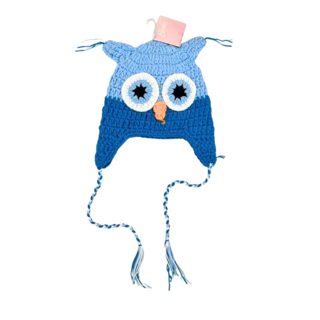 Crochet Owl Hat - Blue