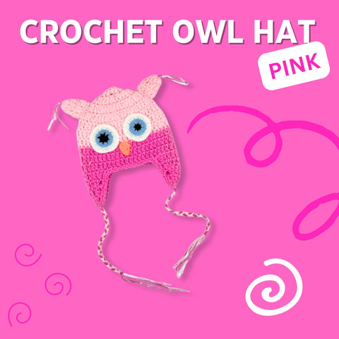 Crochet Owl Hat - Pink