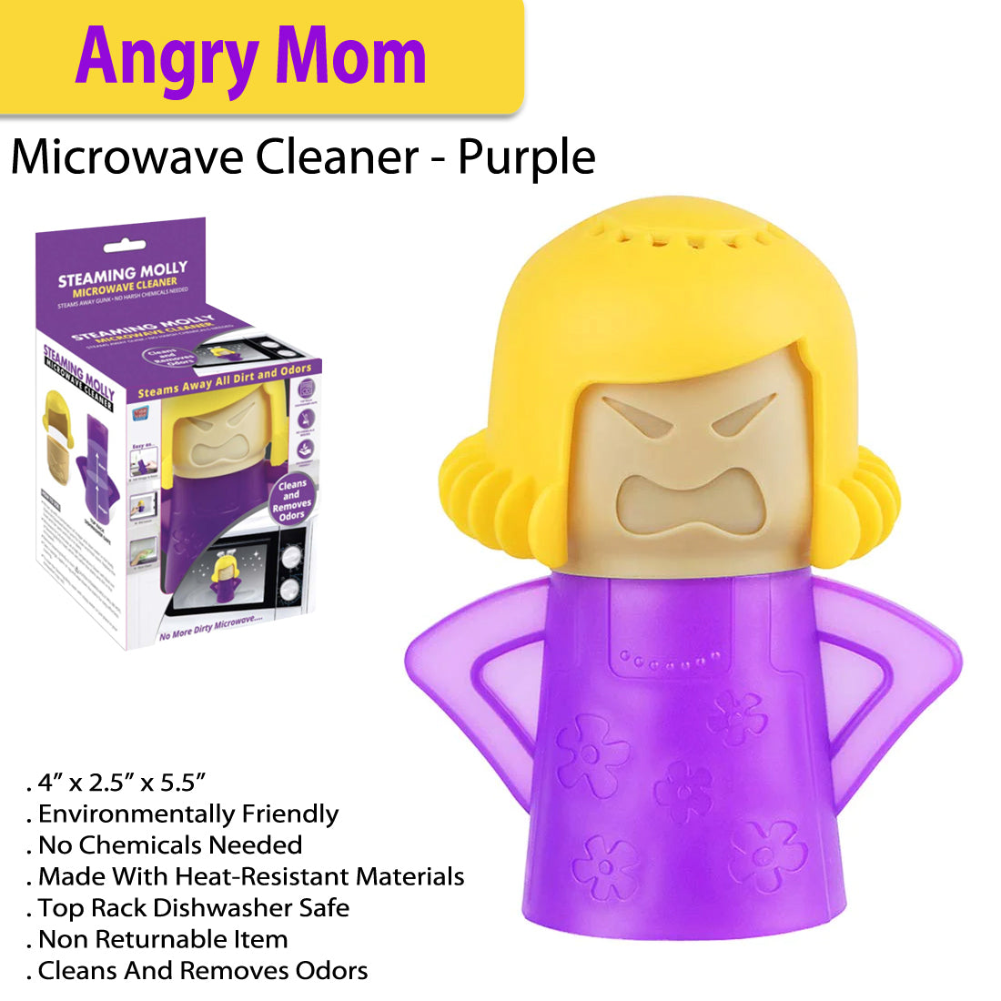 Angry Mom Microwave Oven Cleaner Tool, Mama Steam Cleaner