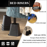 Bed Lifters - 4 Piece Set - Black
